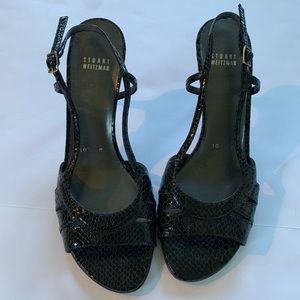 Stuart Weitzman black snakeskin heels